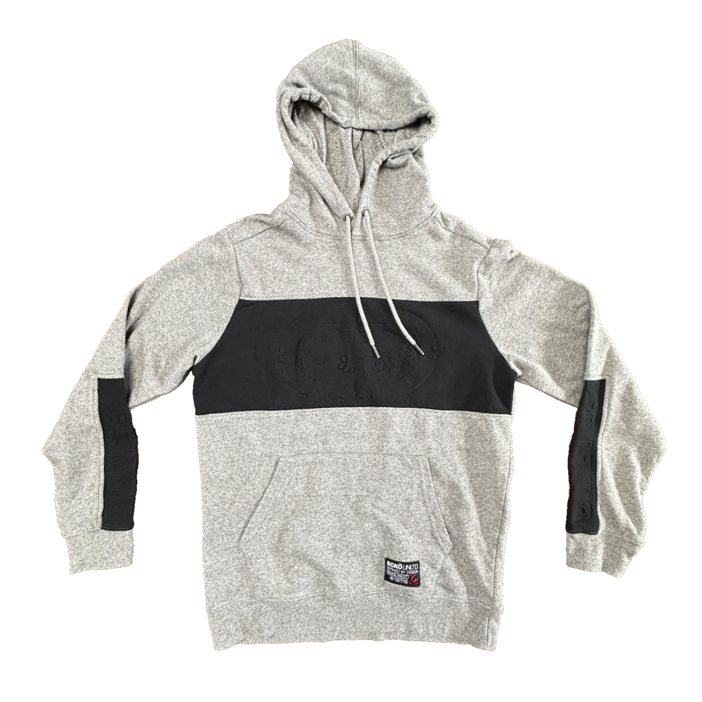 Ecko Unltd Hoodie Mens Medium Gray Black Pullover Embossed Rhino Logo Streetwear